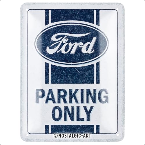 Nostalgic-Art Retro Blechschild, 15 x 20 cm, Ford – Parking Only – Geschenk-Idee für Ford-Zubehör Fans, Original Lizenzprodukt (OLP), aus Metall, Vintage Design, Blechschilder Sprüche