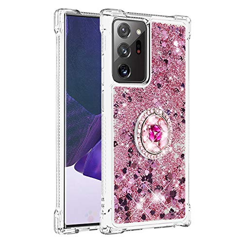 U/D Samsung Galaxy Note 20 Ultra Case,Creativity Clear Quicksand Glitter Flowing Liquid Floating Soft TPU Case w/Stand Bling Diamond Sparkle Phone Cover for Samsung Galaxy Note 20 Ultra LSZ Rose Gold by U/D - Image 5