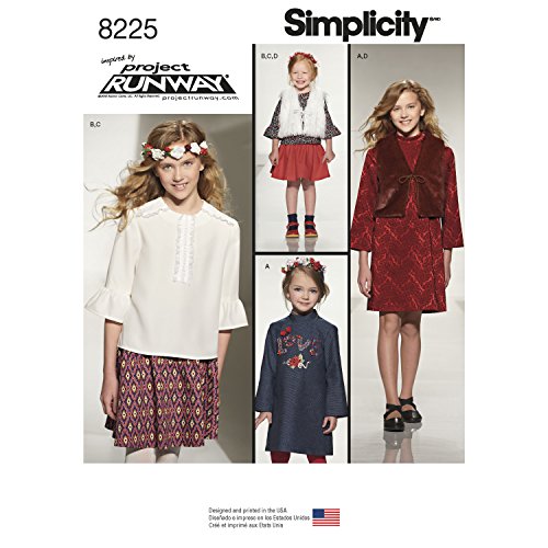 Simplicity 8225 pour Enfant et Fille inspiré par Project Runway pièces de vêtements de Sport, Blanc