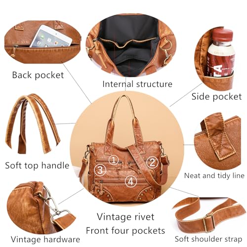 Image of Hobo Handbag and Purses for Women,Top Handle Satchel Purse Tote Shoulder Bags Faux Leather for Ladies