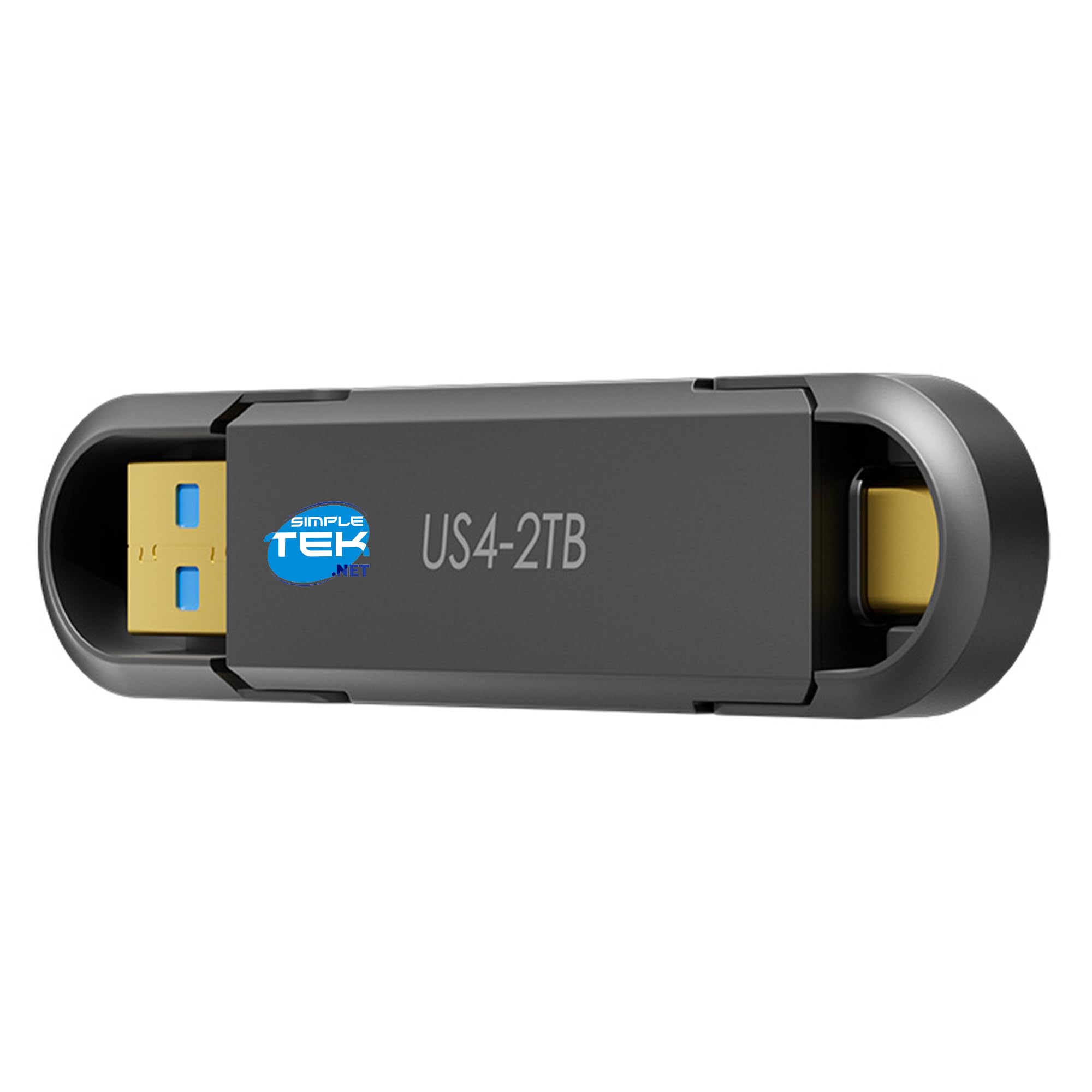 SIMPLETEK - Chiavetta USB SSD Portatile 2 TB ad Alta Velocità - Interfaccia USB 3.1 Gen 2, Doppio Connettore USB-A e USB-C