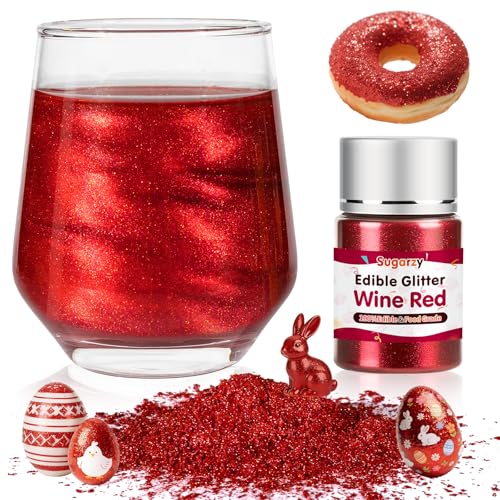 Edible Red Glitter For Drinks,Food Grade10G,Red Sprinkles Cake Decorating,Edible Luster Dust For Cocktail Beverages,Food Coloring Shimmer Powder For Baking,Cake Cupcakes Cookies Drinks Candy Strawberries Decorations,Holidays,Mother's Day Birthday Party Supplies