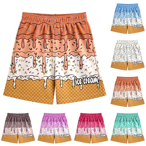 Boy's Summer Cute Print Beach Shorts Casual Kids Elastic Waist Graphic Shorts with Pockets for Girls 2-14 Years2