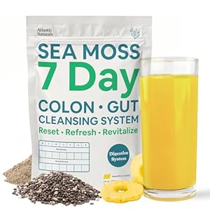 Sea Moss 7-Day Cleanse Colon and Gut Detox – Juice Cleanse Support with Psyllium Husk, Sea Moss Powder, Senna Powder – Body Cleanse and Detox for Women & Men – Pineapple Flavor Mix Detox Drink (14 oz)