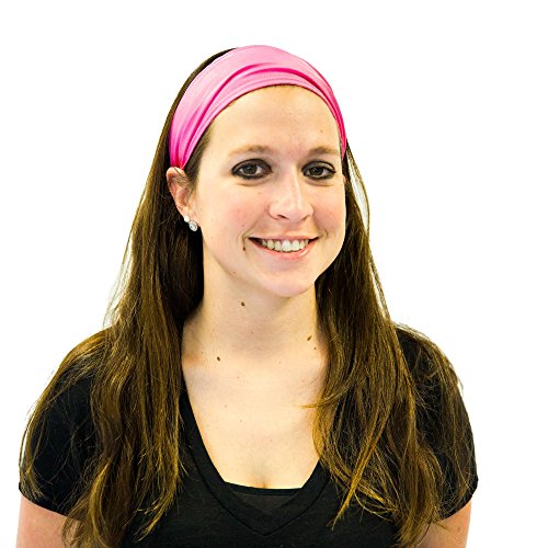 Everfan Magenta Headband | Athletic Stretch Sweatband for Running Yoga and Crossfit