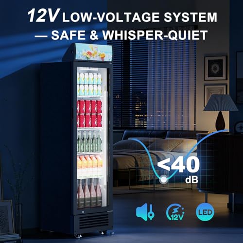 Image of Antarctic Star Outdoor Beverage Refrigerator, 9 Cu. Ft. Glass Door Drink Fridge, Commercial Display Refrigerator with 4 Adjustable Shelves, for Shops, Restaurants, Bars