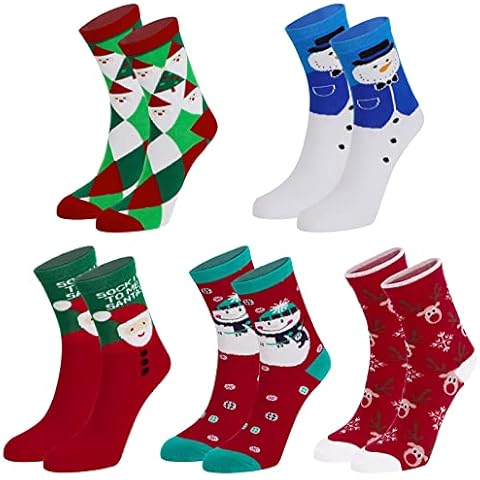 5 Pair Christmas Socks,Winter Warm Socks Cotton Socks,Chic Stylish Moose Socks Santa Socks Festival Casual Socks for Women Girls Ladies Cover