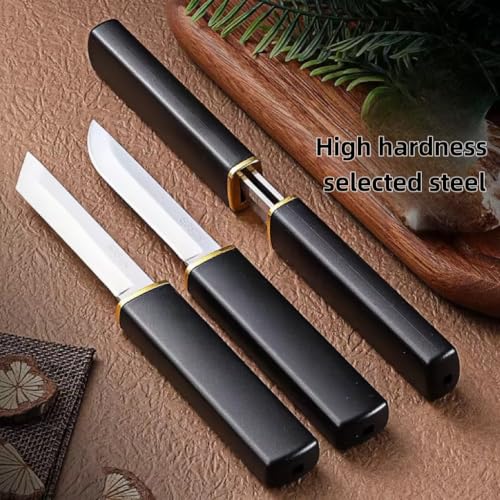Image of Wizbiz 2-in-1 Dual Blade Kitchen Knife D2 Steel Sharp Blade with Sheath - Ebony Handle Stainless Steel Multipurpose Knife Perfect for Fruit Vegetable Cutting, Gifting