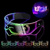 flintronic 1PCS Gafas de Sombra LED Cyberpunk de 7 Colores,5 Modos,Gafas Psicodélicas Luminosas Festivas,Gafas Divertidas de Neón,Gafas para Fiesta,Cosplay,Halloween,Bar,Club,Niñas,Niños,Amigos