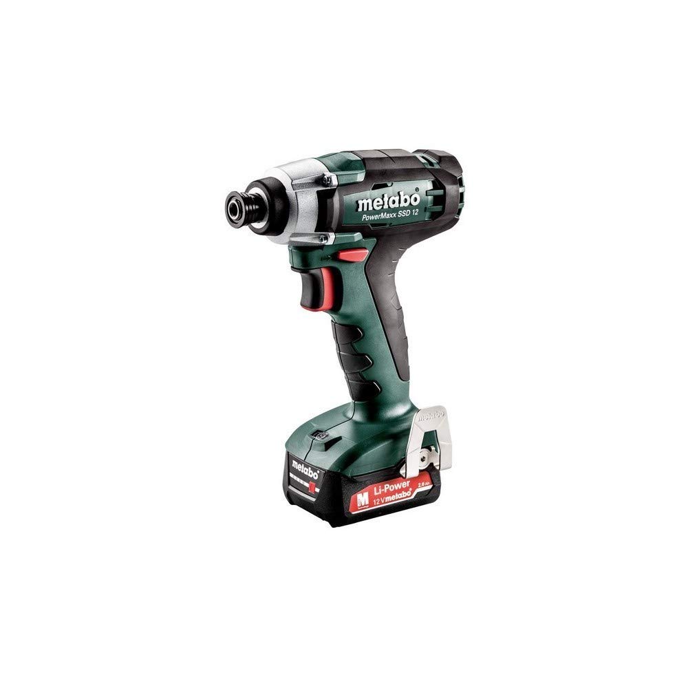 METABO 601114500 - Atornillador de impacto a bateria 12V/2x 2.0Ah Li-Ion PowerMaxx SSD 12 con maletín