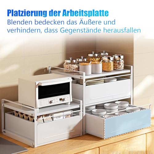 Étagère à micro-ondes à 2 niveaux avec tiroir pour cuisine compacte