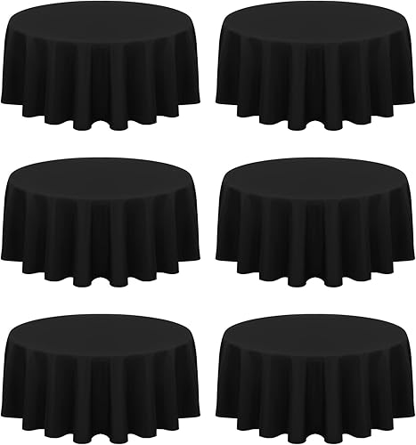 Paquete de 6 manteles redondos de poliéster de 90 pulgadas, tela lavable, resistente a las manchas y a las arrugas, manteles decorativos para bodas,