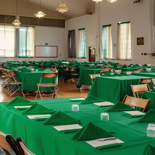 Green Plastic Table Cover Roll - 54IN x 100FT, Table Cloth for Rectangle Table with Slide Cutter, Plastic Table Cloth Disposable with Cut-to-Size Design for Weddings, Banquets, Parties - Image 3