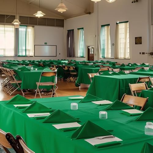 Niuara Green Plastic Table Cloth Rectangle Table 15 Pack, 54''×108'' Tablecloth for 6ft Tables, Table Cloth for Disposable Use, Table Cover for Holiday Party, Gathering