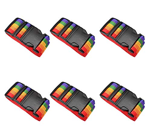 6 pcs Sangles pour Bagages Colorés,Sangle pour Bagages Réglable,pour Fermer la Valise Pendant Le Voyage et Marquage des Bagages, pour Sécurité des valises .Accessoires Cover