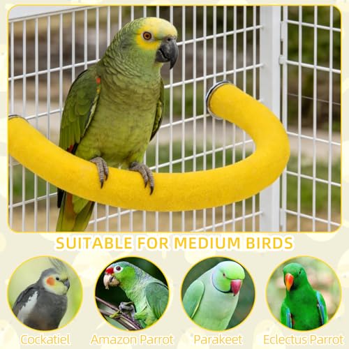 Image of Rypet U Shape Parrot Perch Stand Toy for Paw Grinding Clean Stick Exercise, Rough-Surfaced Quartz Bird Perch Standing Cage Accessories for for Small Parakeets Cockatiels Conures Macaws (Yellow M)