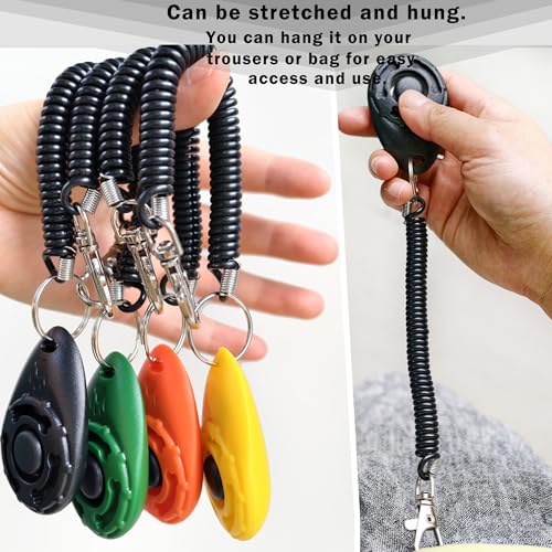 Pet Training Clicker with Wrist Strap - Dog Training Clickers for Puppy, Cat, Potty, Bird, Horse, Pet, Trainer Training Tools, Behavior Aids (Black +Deep Green + Tangerine + Yellow) - Image 2