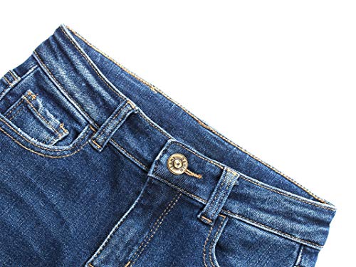 Kidscool Space Kids pernas viradas para cima faixa elástica interna macia lavada jeans slim, Azul, 9