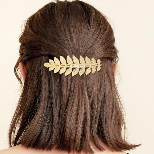 Pinzas de cabello hoja dorada 2 piezas para mujeres miniatura 6