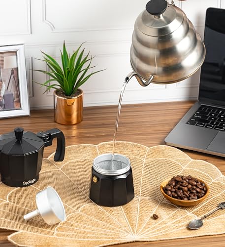 Image of Sipologie Roma Moka Pot, Black 180 ml, Customised - More Espresso