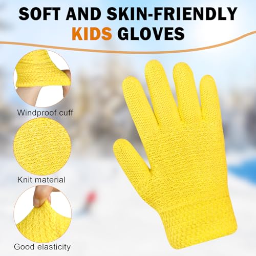 Image of ONESING Kids Knit Gloves - Stretchy Gloves for Boys Girls Winter, Solid Finger Gloves for Children