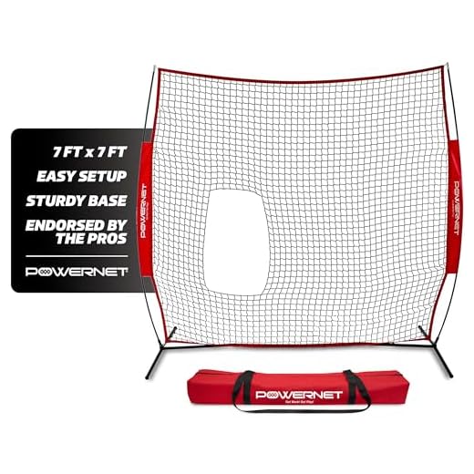 PowerNet 7x7 ft Pitch-Thru Protection Screen for Softball | 49 sqft Barrier | Perfect for Pitching or Batting Practice | Open Area in Net to Allow Ball to Pass Through