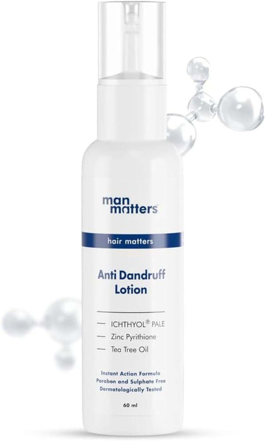 Anti Dandruff Lotion for Men [60ml] | Instant Itch Relief & Cooling with Menthol, Zinc Pyrithione & Tea Tree Oil