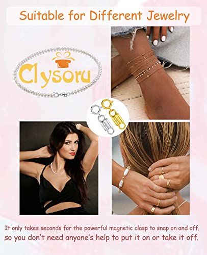 Clysoru Magnetic Necklace Clasps And Closures 14K Gold And Silver Beads Chain Extender Necklaces Bracelet Safety Magnetic Locking Jewelry Clasp Converter（4 Gold 4 Silver) #TOP7