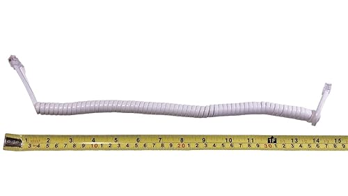 Miniatura 2 de Reemplazo 9 pies corto blanco auricular receptor rizado cable para teléfono AT&T (ver descripción completa abajo)