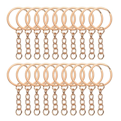 QUARKZMAN 50 Anillos Divisibles Para Llaveros Con Cadena Al Por Mayor Para Manualidades Anillos Redondos De Metal Para Hacer Llaveros DIY Joyería, Oro Rosa