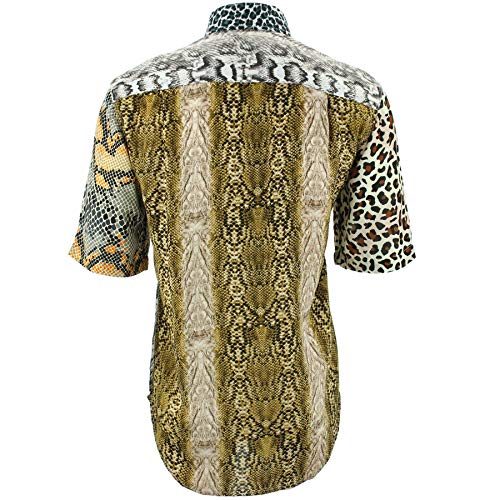 Chemise manches courtes pour homme au style patchwork animalier unique