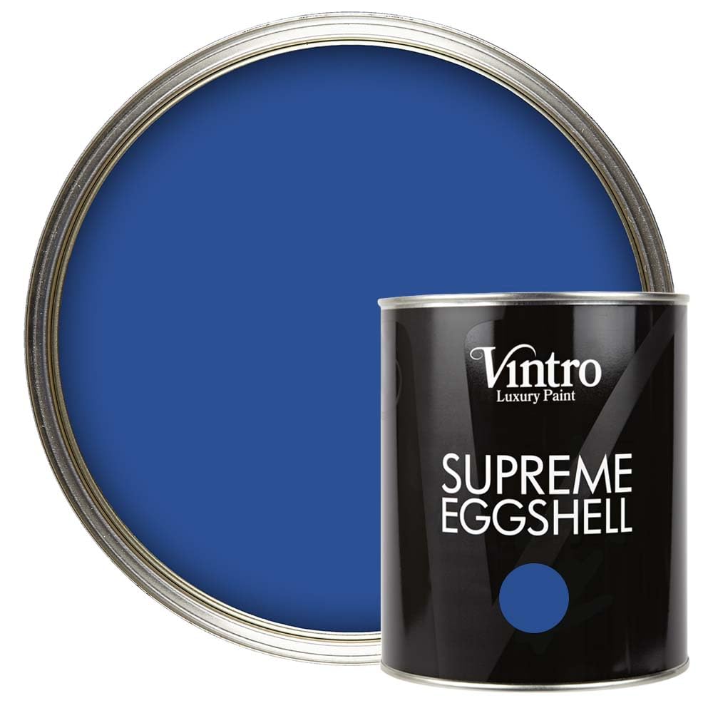 Vintro Paint Cobalt - Blue | Cobalt Blue Eggshell Paint | For Walls | Wood | Trim | Satin Furniture Paint | 1 Litre (Cobalt - Blue)