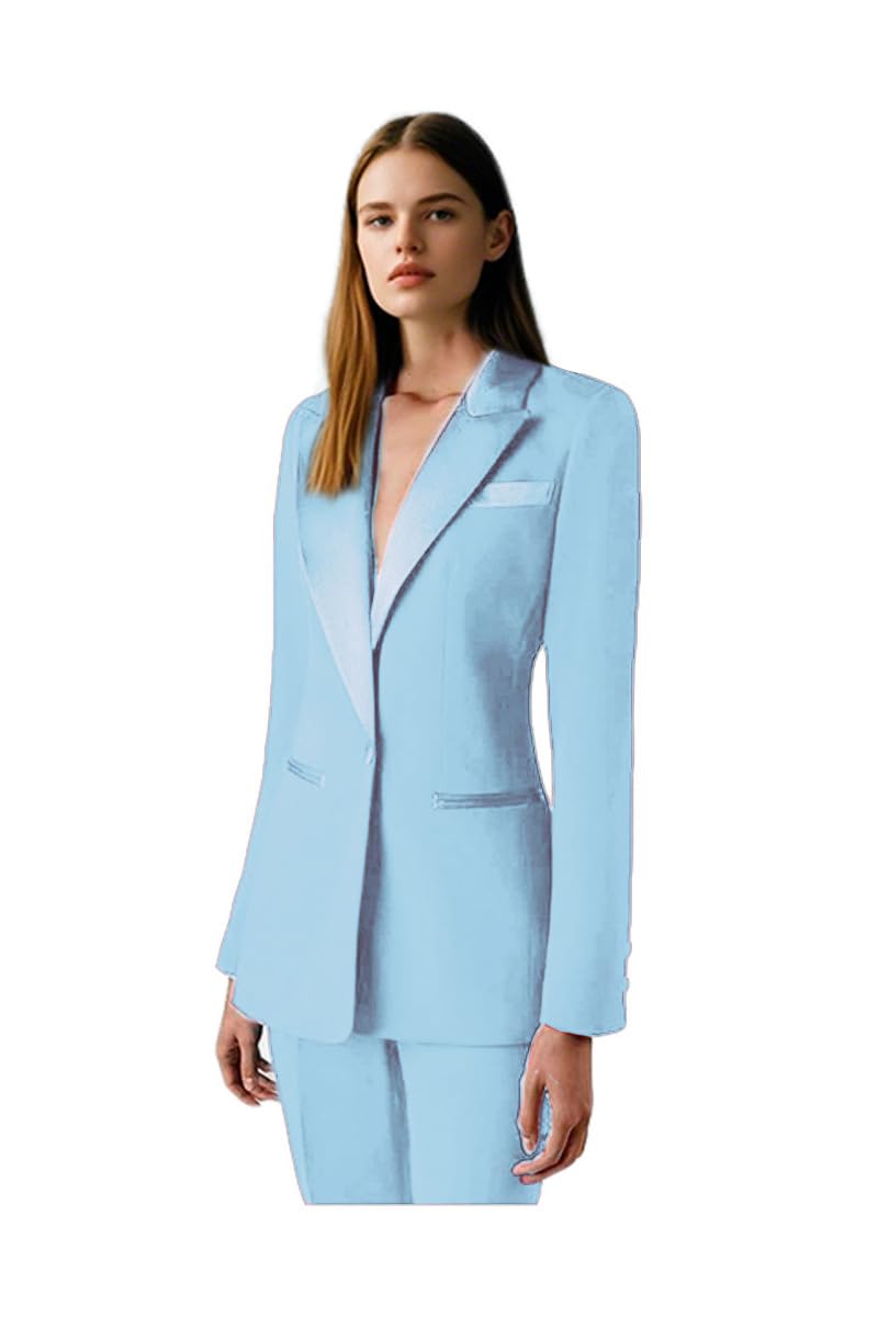 Womens Suit 2 Piece Formal Office Black Suit Set Trouser Suits Fall Winter Tuxedo Blazer Pants Set