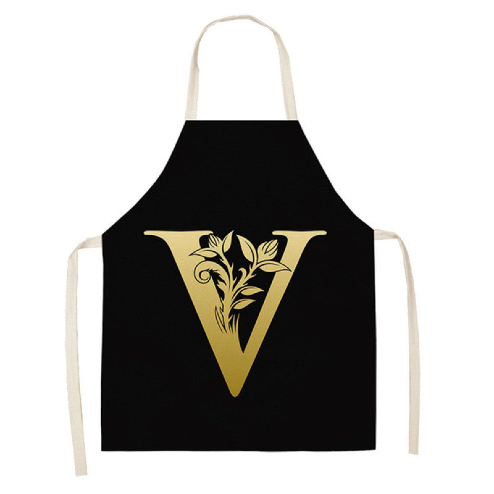 Delantal De Lino De Algodón Sin Mangas Patrón De Letras Doradas Delantal Resistente A Las Manchas Cocina Para Mujeres Delantal De Cocina Para Hornear Delantal De Cocina Casera Camarero Uniforme D