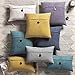 Phantoscope Pack of 2 Farmhouse Geometric-Pattern Button Vintage Linen Decorative Pillow Cover for Couch Bed and Chair Denim Blue 18 x 18 inches 45 x 45 cm
