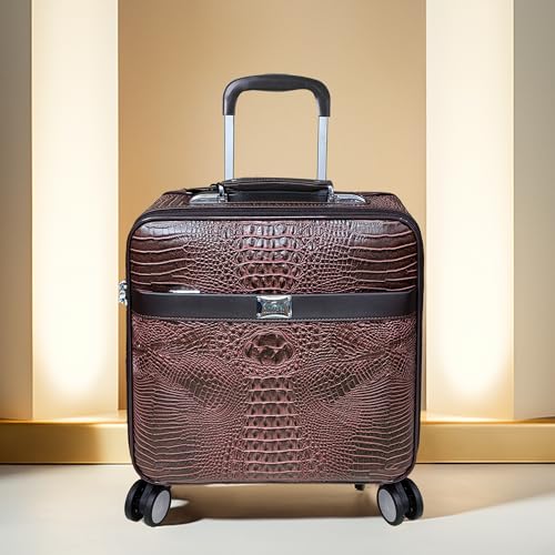 Image of THE CLOWNFISH Drift Small 16inch Cabin Trolley Bag for Travel|Hard Suitcase for Travel with Aluminium Trolley, Wheels, 360 Degree Rotation, Oxford Fabric Material - Brown