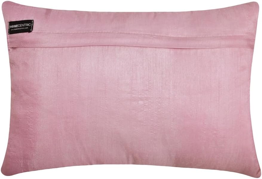 The HomeCentric Pink Lumbar Pillow Cover, Ribbon Ivory and Light Pink Rose Flower Pillows Cover, 12x16 inch (30x40 cm) Lumbar Pillow Cover, Rectangle Silk Lumbar Pillow Cover, Floral - Blossom Bloom