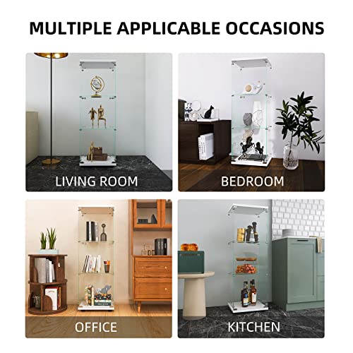 Fanyushow 3-Shelf Glass Display Cabinet With Door, Upgraded Quick-Install Style Curio Cabinets 4Mm Tempered Glass Floor Standing Bookshelf For Bedroom, Living Room 49.1”X 16.7”X 14.3” White #TOP7