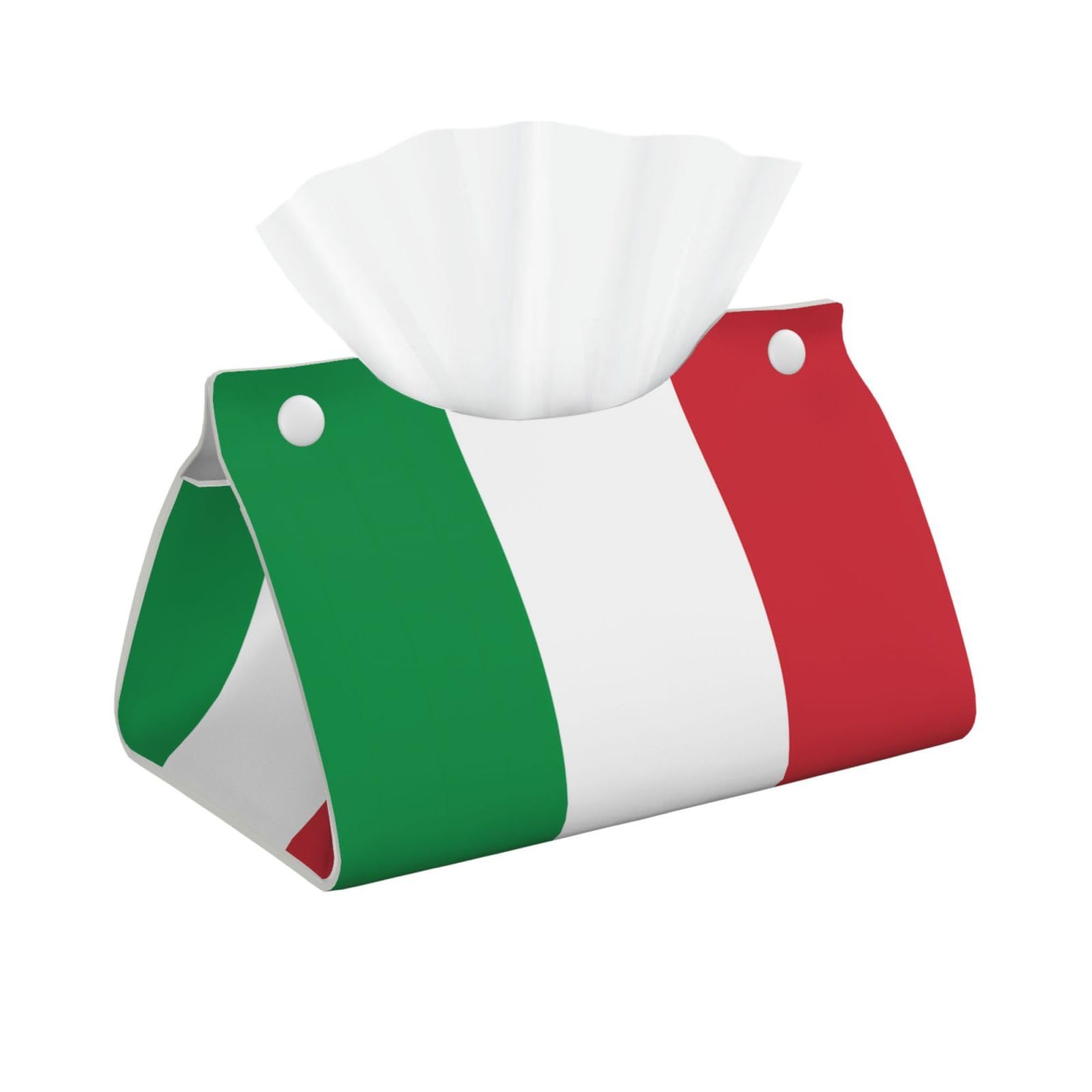 Italian Flag Print Long Tissue Box Cover Holder Foldable Leather Organizer for Vanity, Nightstand, Desk & Bathroom