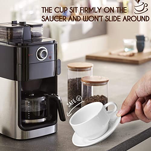 Porcelain Espresso Cups With Saucers And Spoons Set Of 6, Deecoo 2.5 Oz Coffee Cup And Saucer Set, Stackable Espresso Mugs, Small Demitasse Cup With Handle, Tiny Coffee Mugs Set #TOP3