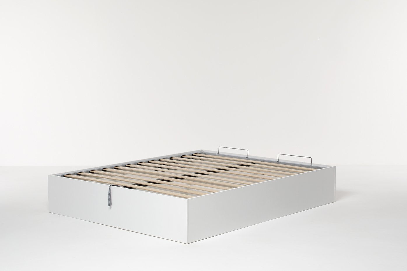 Letto Contenitore Cangù Bed Box Matrimoniale, 160x190 cm Bianco, con Rete a Doghe e Sistema di Sollevamento