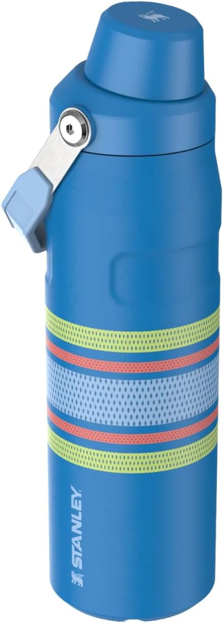 Stanley Varsity IceFlow Aerolight Fast Flow Water Bottle 24 oz | Angled Spout Lid | Lightweight and Leakproof for Travel and Sports | Insulated Stainless Steel | BPA-Free | Azure Mesh Blue