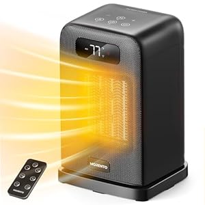 MORENTO Space Heaters for Indoor Use, 1500W Electric Heater, Desk Heater with Heating and Fan Modes in Office with Thermostat, Small Space Heaters for Bedroom and Indoor Use (Black)