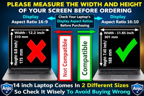 Image of Anjo 5 in 1 Combo Of 14 Inch & 16:10 Display Aspect Ratios Laptop Screen Protector, KeySkin, Body Lamination Trackpad & Lid (Transparent) & Cleaner