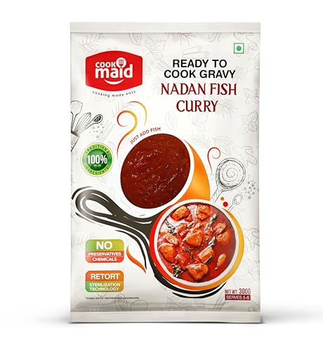 Image of COOKMAID Nadan Fish Curry - 300g | Ready To Cook Gravy | Just Add Fresh Fish | Kerala Fish Curry | Pure Vegetarian Base | Fish Masala Curry Paste | Instant & Easy to Make | No Food Additives Added | No Preservatives | Ready Fish Masala | Serves 5-6