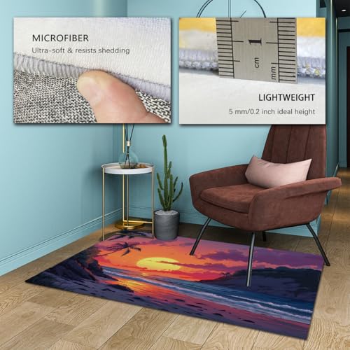 Tapis de salon coucher de soleil antidérapant mince 90x180 - 6