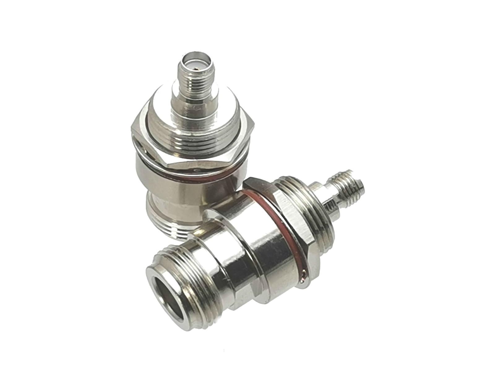 2 Stück Adapter N-Buchse auf SMA-Buchse M16-Schott-Einbausteckverbinder, gerade F/F