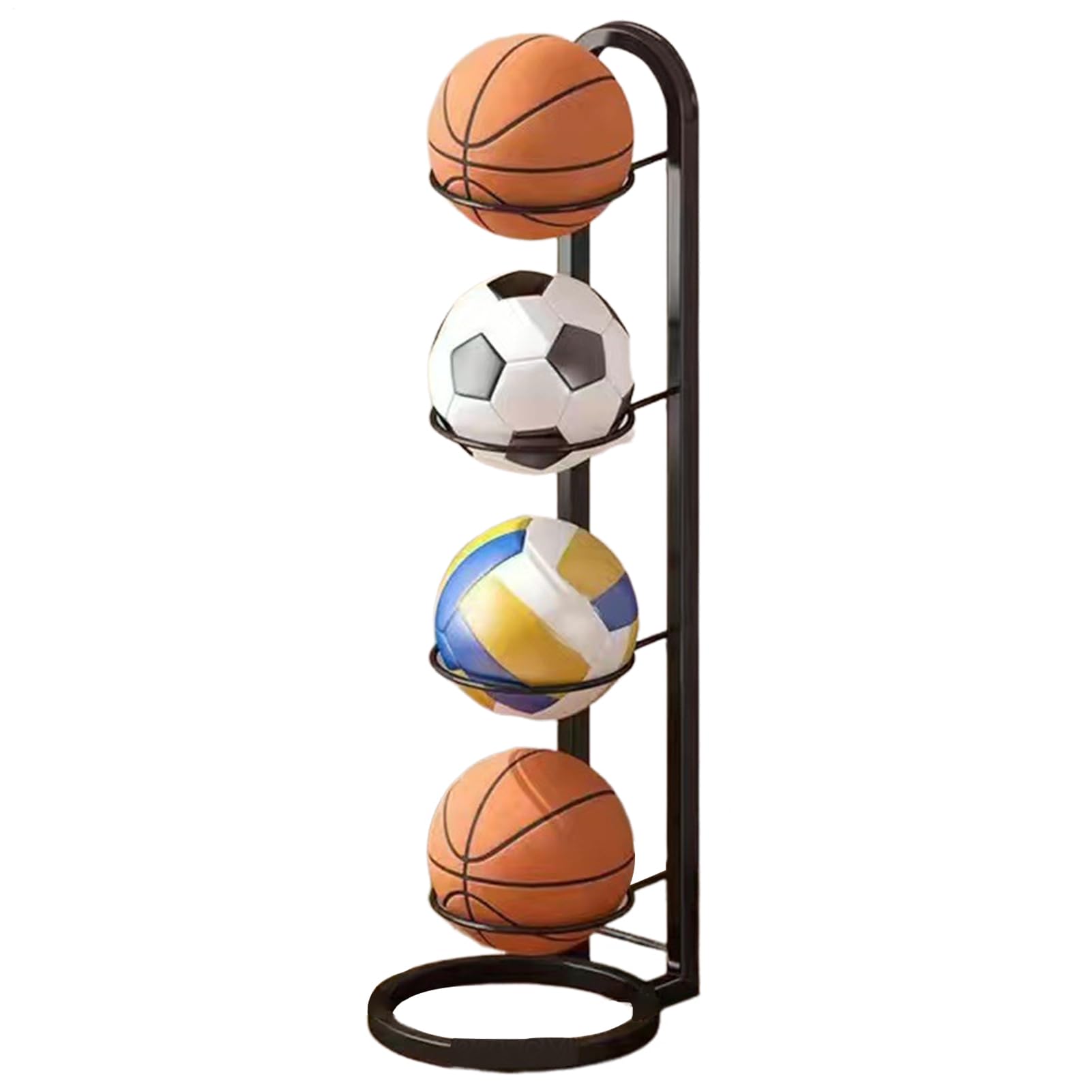 Estante de Almacenamiento de Pelotas de Futbol, Soporte para Pelotas de Baloncesto, Soporte Balon Futbol, Estante de Almacenamiento Portátil, Estante de Bolas de 4 Niveles
