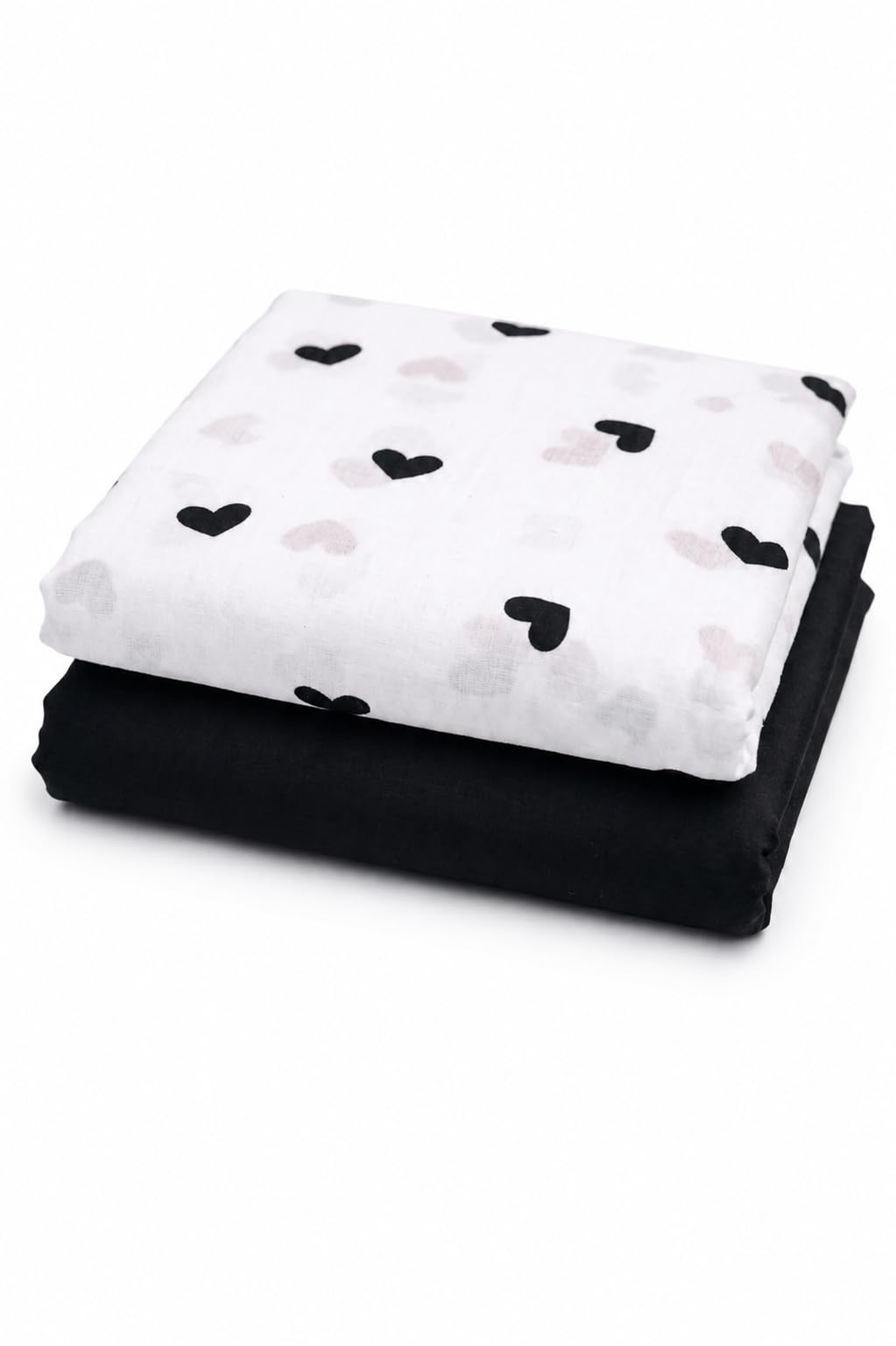 White and Black Heart Print Unstitched Dress Material, Cotton Fabric, 2 Piece Set-image-25
