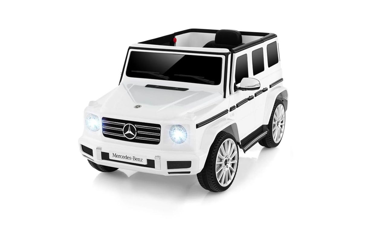 Macchina elettrica bambini Mercedes Classe G 2025, Bianco, Originale con Licenza, Batteria al Litio, auta elettrica per bambini 3-5 anni con telecomando 2.4 GHz, MP3/USB/Bluetooth